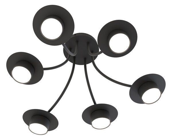 Plafoniera Moderna Enso Acciaio Nero 6 Luci Gx53