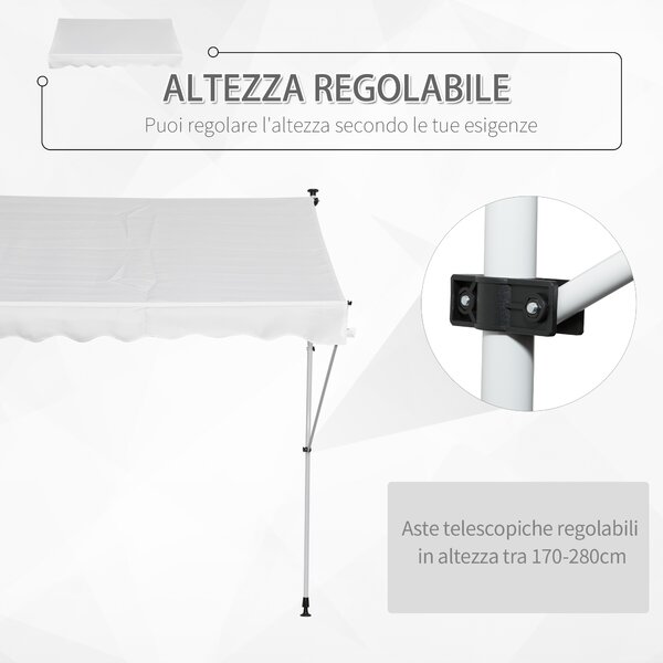 Outsunny Tenda da Sole a Rullo con Manovella, Altezza e Angolazione Regolabile, per Giardino e Esterno, 2x1.5m, Bianco | Aosom Italy