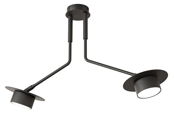 Plafoniera Minimal Mene Acciaio Nero 2 Luci Gx53