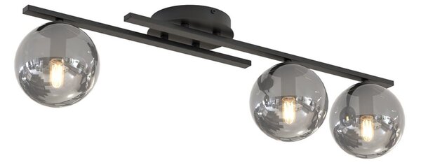 Plafoniera Moderna Menes Acciaio Nero 3 Luci E14