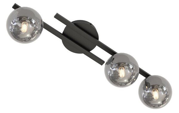 Plafoniera Moderna Menes Acciaio Nero 3 Luci E14