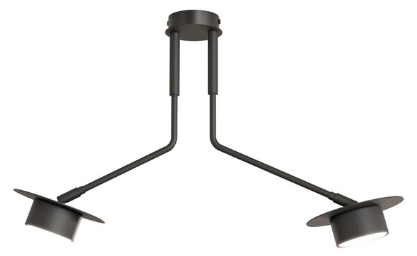 Plafoniera Minimal Mene Acciaio Nero 2 Luci Gx53