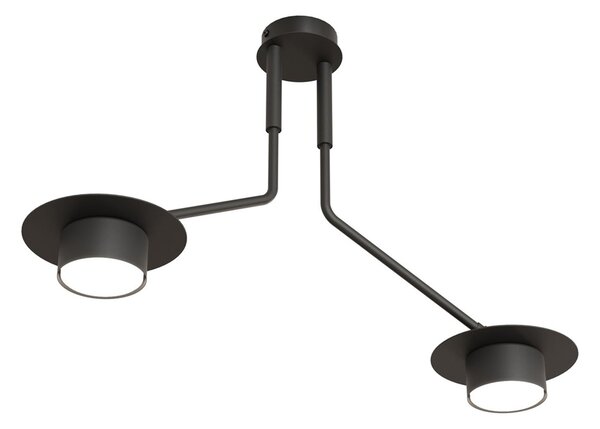 Plafoniera Minimal Mene Acciaio Nero 2 Luci Gx53