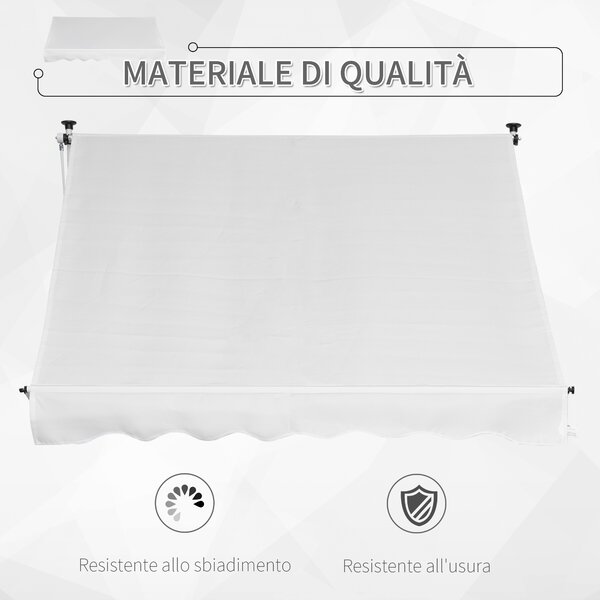 Outsunny Tenda da Sole a Rullo con Manovella, Altezza e Angolazione Regolabile, per Giardino e Esterno, 2x1.5m, Bianco | Aosom Italy
