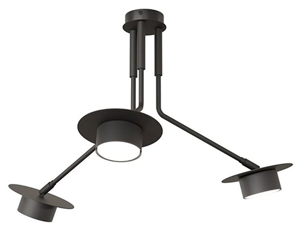 Plafoniera Minimal Mene Acciaio Nero 3 Luci Gx53