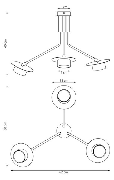 Plafoniera Minimal Mene Acciaio Nero 3 Luci Gx53