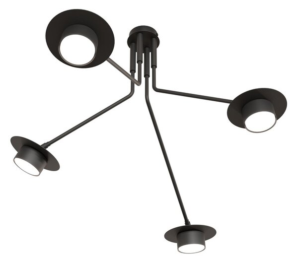 Plafoniera Minimal Mene Acciaio Nero 4 Luci Gx53