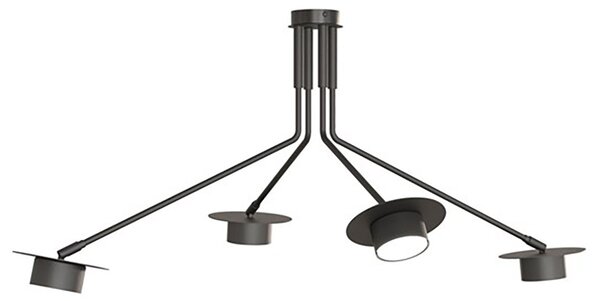 Plafoniera Minimal Mene Acciaio Nero 4 Luci Gx53