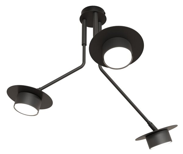 Plafoniera Minimal Mene Acciaio Nero 3 Luci Gx53