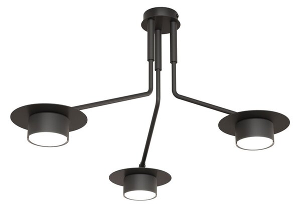 Plafoniera Minimal Mene Acciaio Nero 3 Luci Gx53