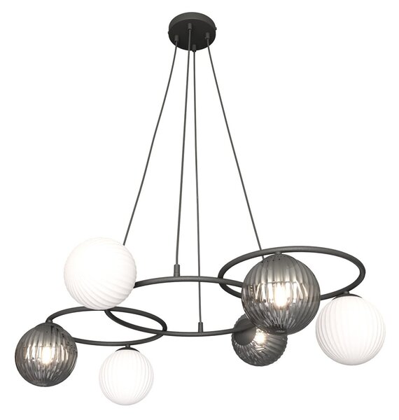 Lampadario Moderno Bel Acciaio Nero 6 Luci E14