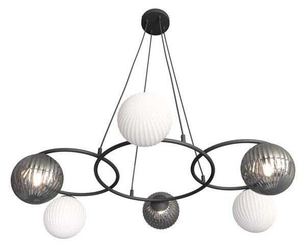 Lampadario Moderno Bel Acciaio Nero 6 Luci E14