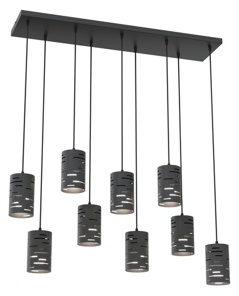 Lampadario Moderno Njoror Acciaio Nero 9 Luci E27