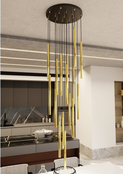 Lampadario Moderno Pavana Acciaio Nero 17 Luci G9