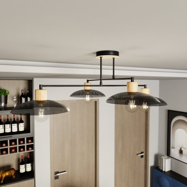 Lampadario Minimal Ramachandra Acciaio Nero 4 Luci E27