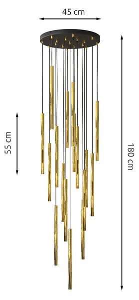 Lampadario Moderno Pavana Acciaio Nero 17 Luci G9