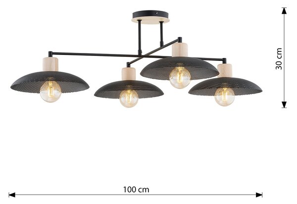Lampadario Minimal Ramachandra Acciaio Nero 4 Luci E27