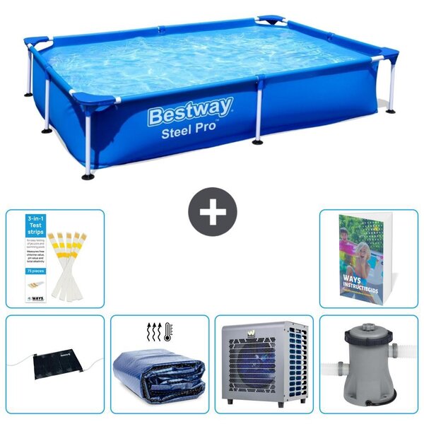 Bestway Steel Pro, piscina rettangolare - 221x150x43 cm - composta da 5 parti, modello S42