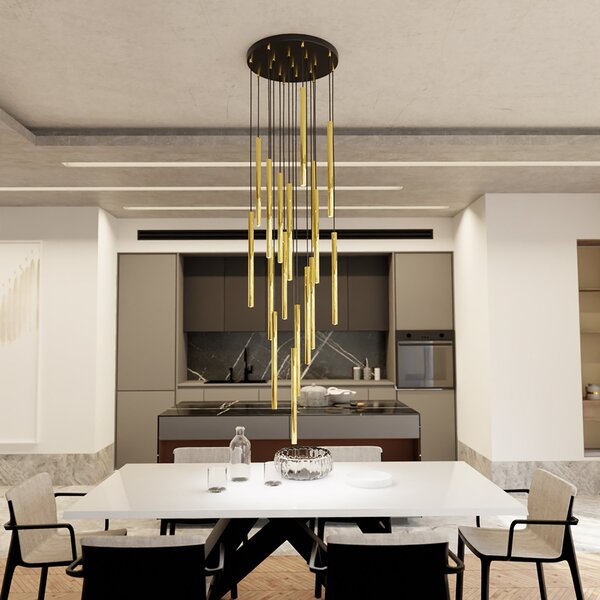 Lampadario Moderno Pavana Acciaio Nero 17 Luci G9