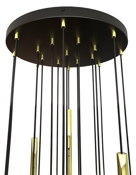 Lampadario Moderno Pavana Acciaio Nero 17 Luci G9