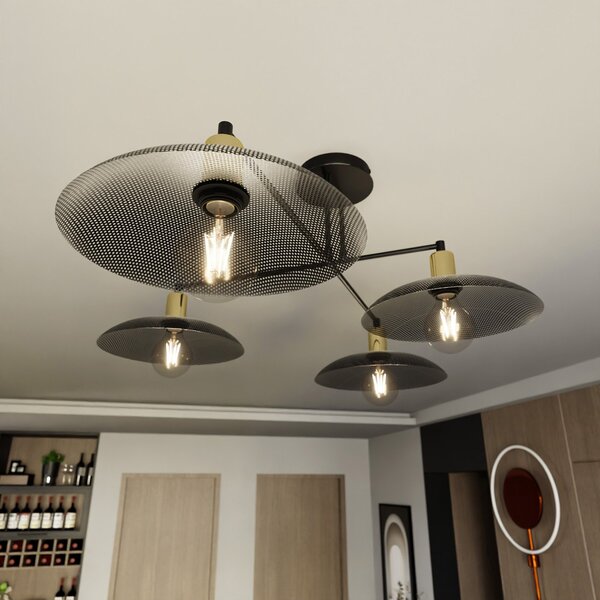 Lampadario Minimal Siri Acciaio Nero 4 Luci E27