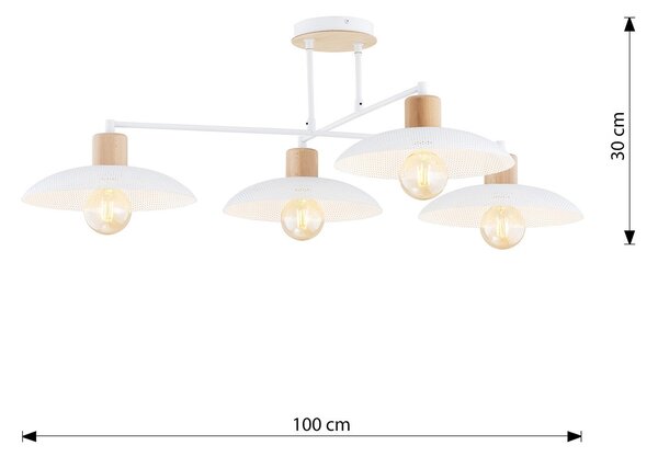 Lampadario Minimal Siri Acciaio Bianco 4 Luci E27