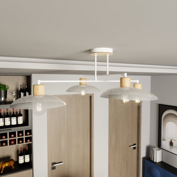 Lampadario Minimal Siri Acciaio Bianco 4 Luci E27