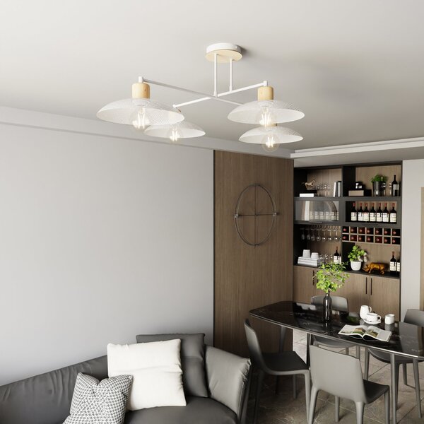 Lampadario Minimal Siri Acciaio Bianco 4 Luci E27
