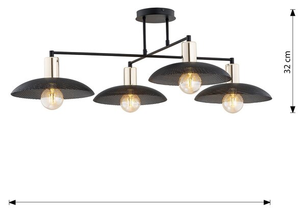 Lampadario Minimal Siri Acciaio Nero 4 Luci E27