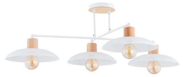 Lampadario Minimal Siri Acciaio Bianco 4 Luci E27