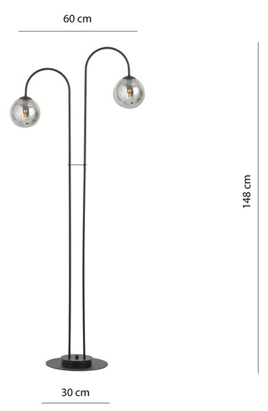 Lampadario Minimal Sharada Acciaio Nero Grigio 2 Luci E14