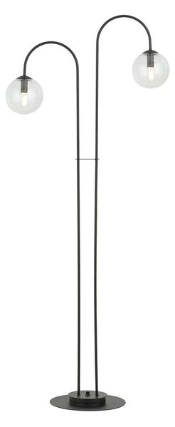 Lampadario Minimal Sharada Acciaio Nero Trasparente 2 Luci E14