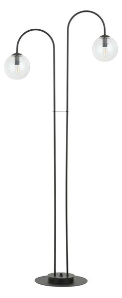 Lampadario Minimal Sharada Acciaio Nero Trasparente 2 Luci E14