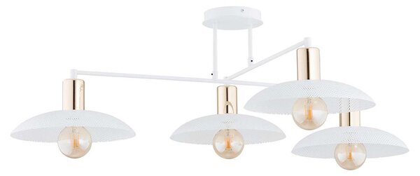Lampadario Minimal Uma Acciaio Bianco 4 Luci E27