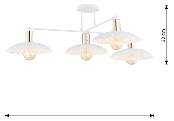 Lampadario Minimal Uma Acciaio Bianco 4 Luci E27