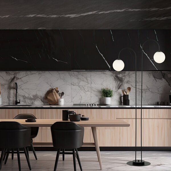 Lampadario Minimal Sharada Acciaio Nero 2 Luci E14
