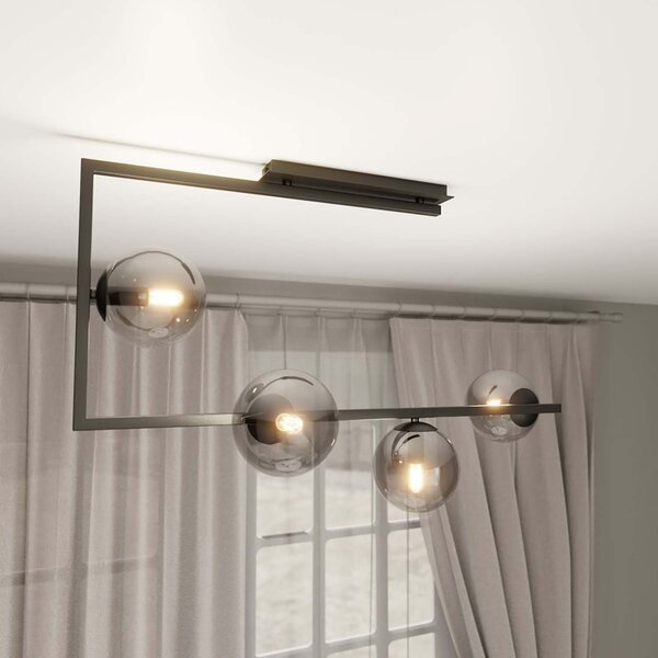 Plafoniera Minimal Yagokoro Acciaio Nero 4 Luci E14