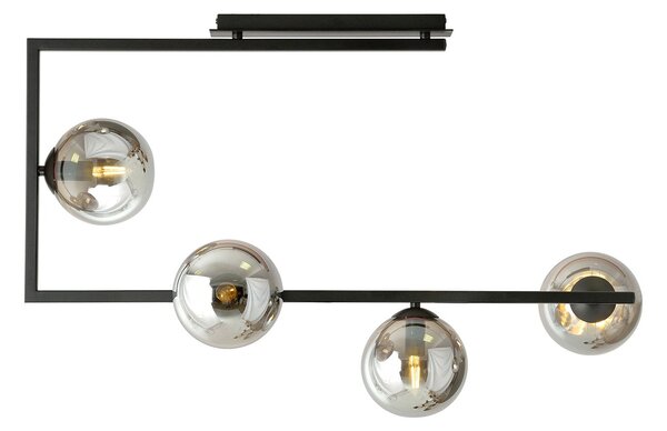 Plafoniera Minimal Yagokoro Acciaio Nero 4 Luci E14
