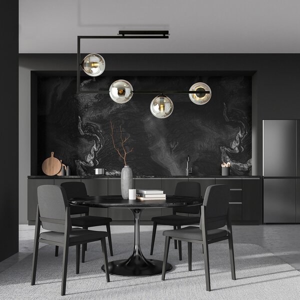 Plafoniera Minimal Yagokoro Acciaio Nero 4 Luci E14