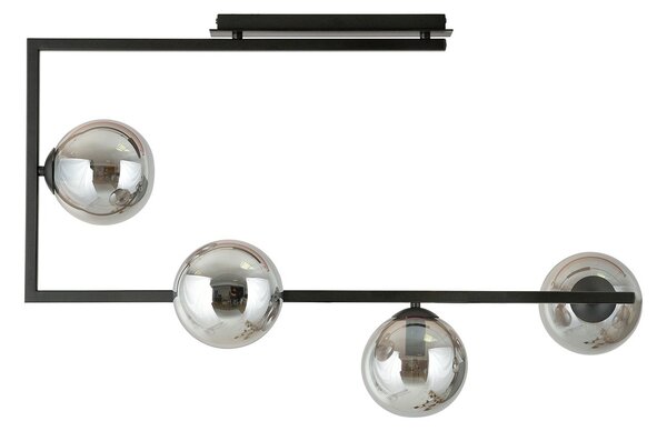Plafoniera Minimal Yagokoro Acciaio Nero 4 Luci E14