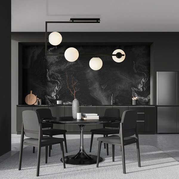 Plafoniera Minimal Yagokoro Acciaio Nero Oro 4 Luci E14