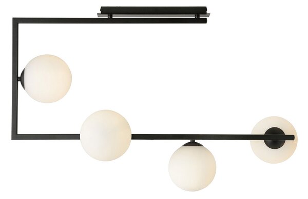 Plafoniera Minimal Yagokoro Acciaio Nero Oro 4 Luci E14