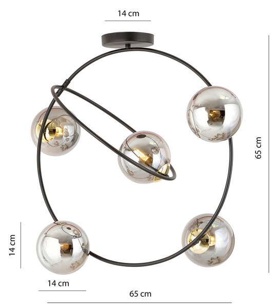 Lampadario Minimal Sharada Acciaio Nero Oro Grigio5 Luci E14