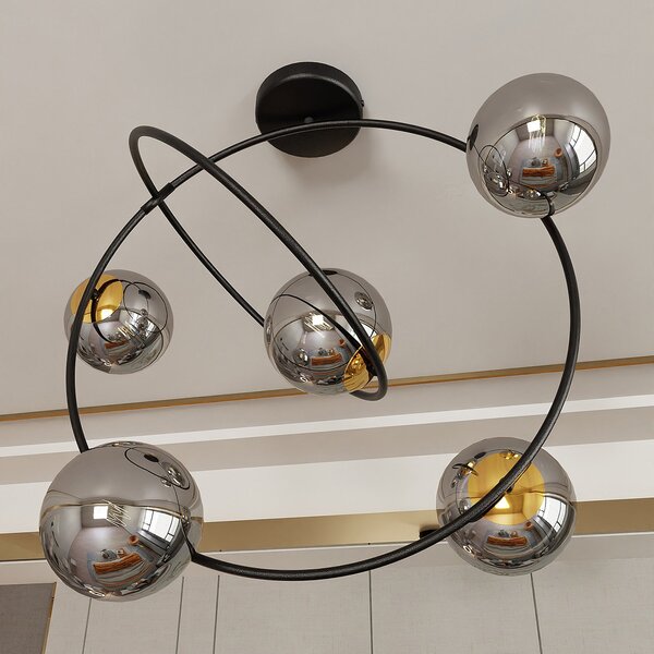 Lampadario Minimal Sharada Acciaio Nero Oro Grigio5 Luci E14