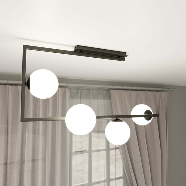 Plafoniera Minimal Yagokoro Acciaio Nero Oro 4 Luci E14