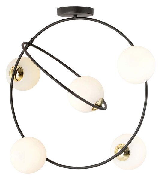 Lampadario Minimal Tsukiyomi Acciaio Nero Oro 5 Luci E14