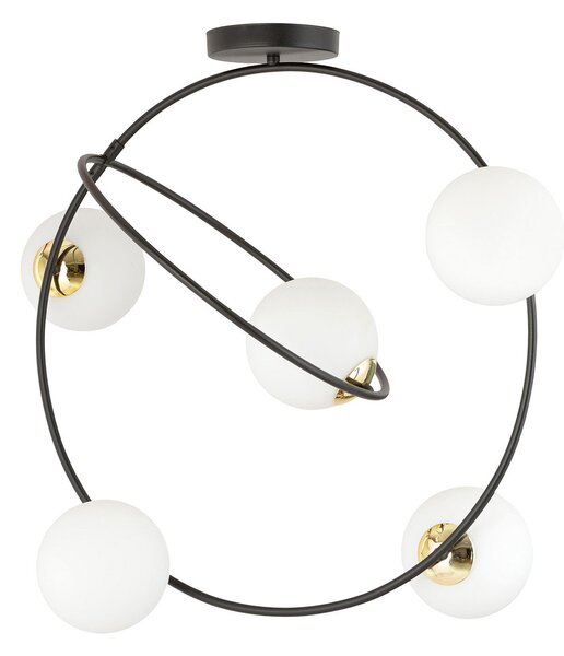 Lampadario Minimal Tsukiyomi Acciaio Nero Oro 5 Luci E14
