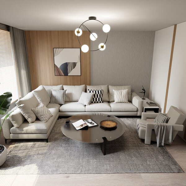 Lampadario Minimal Tsukiyomi Acciaio Nero Oro 5 Luci E14