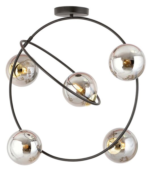 Lampadario Minimal Sharada Acciaio Nero Oro Grigio5 Luci E14