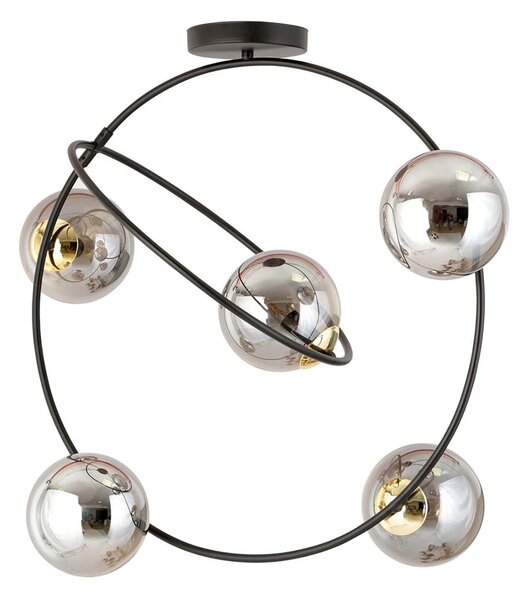 Lampadario Minimal Sharada Acciaio Nero Oro Grigio5 Luci E14